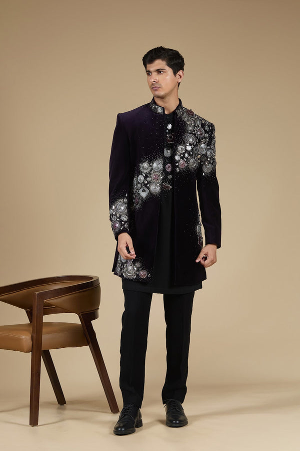 Aarambh Velvet Embroidered Jacket Set