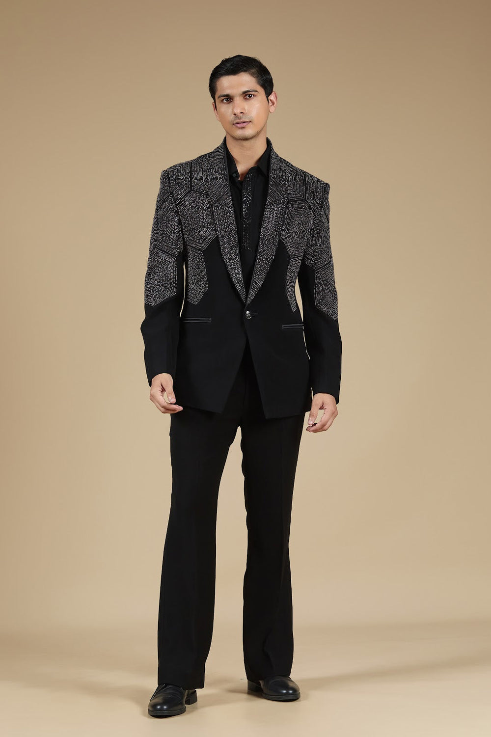 Ember Noir Embellished Tuxedo Set