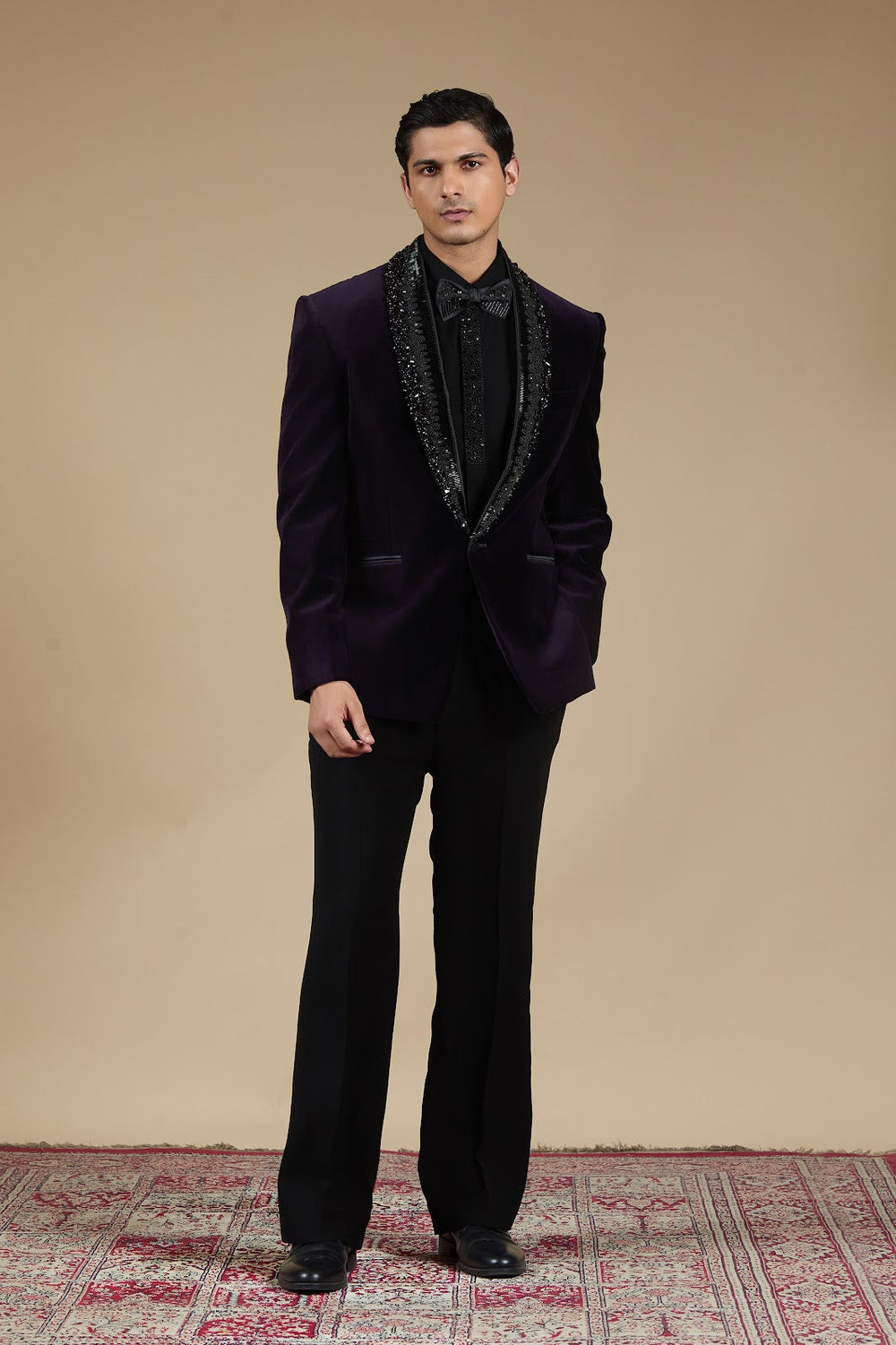 Plum Velvet Tuxedo Suit Set