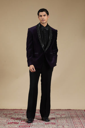 Plum Velvet Tuxedo Suit Set