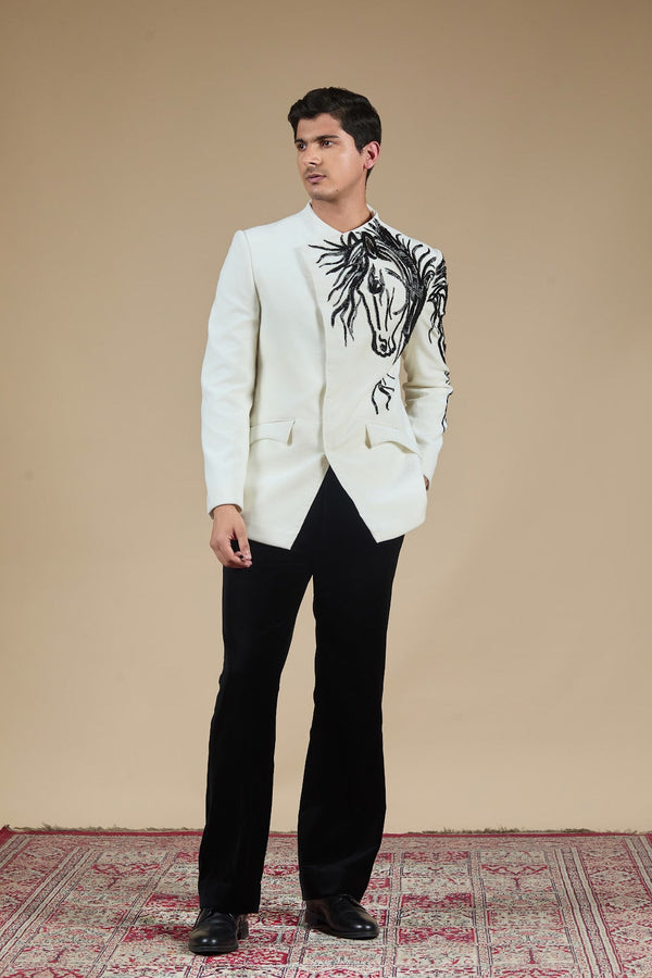 The Monochrome Lion Embroidered Blazer