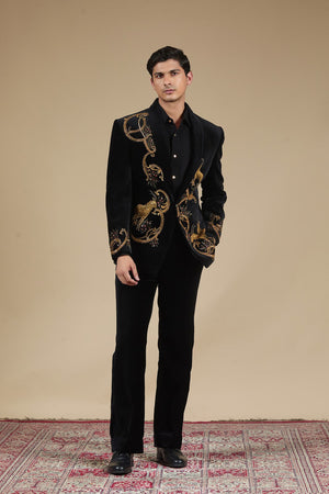 Black Tuxedo with Ornate Gold Embroidery