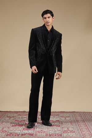 Black Tuxedo with Linear Sequin Embellishments