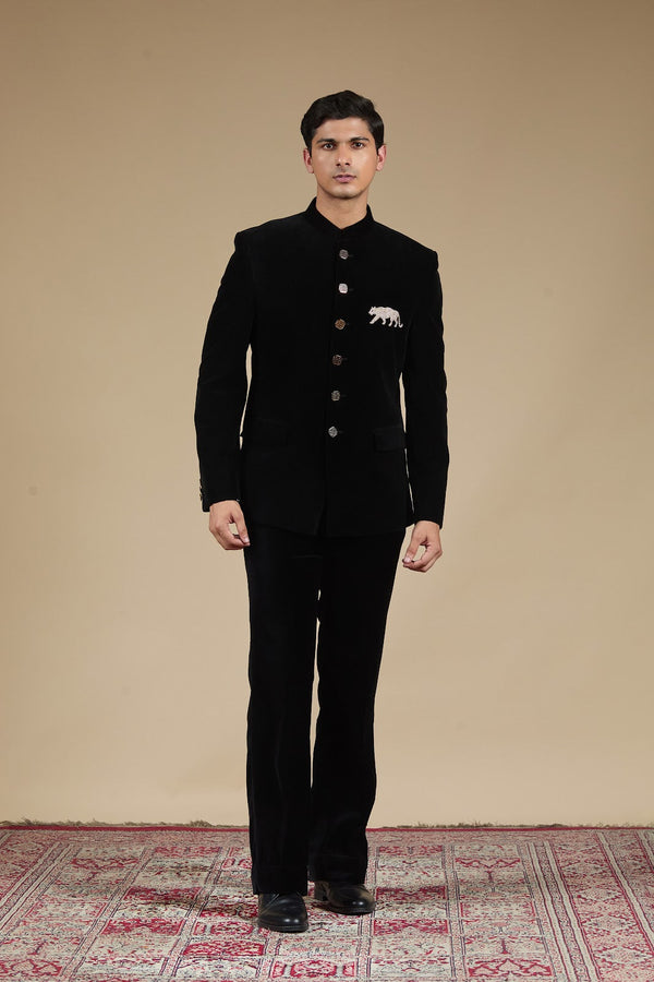 Classic Jacquard Bandhgala Suit