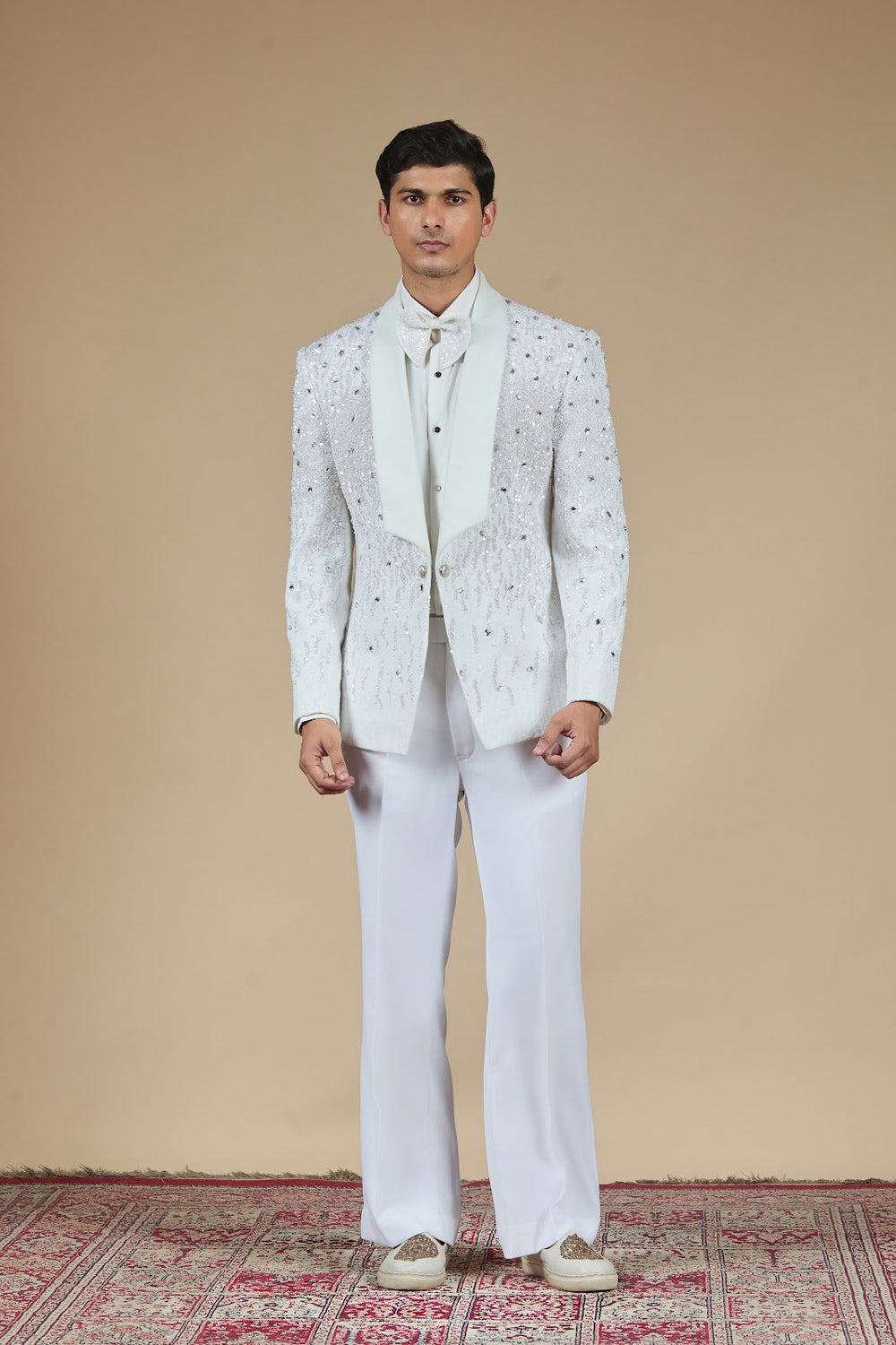 Ivory Velvet Tuxedo with Crystal Hand Embroidery