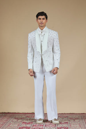Ivory Velvet Tuxedo with Crystal Hand Embroidery