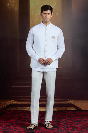 Crown White Linen Tux Bundi Ensemble