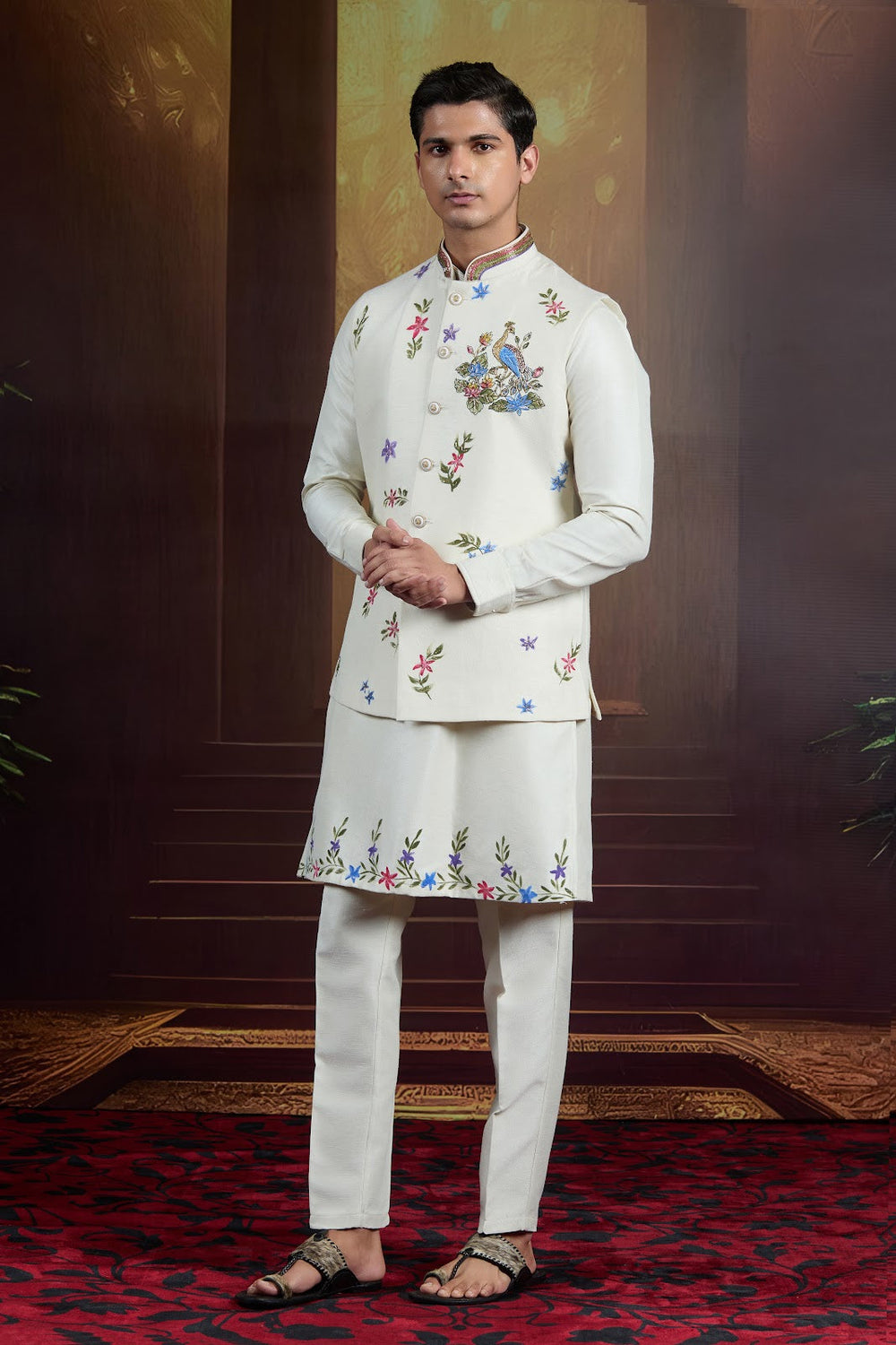 Ivory Illume Raw Silk Bundi Set