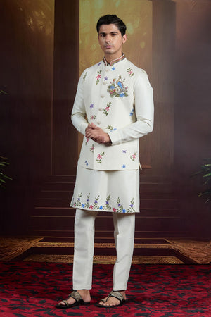 Ivory Illume Raw Silk Bundi Set