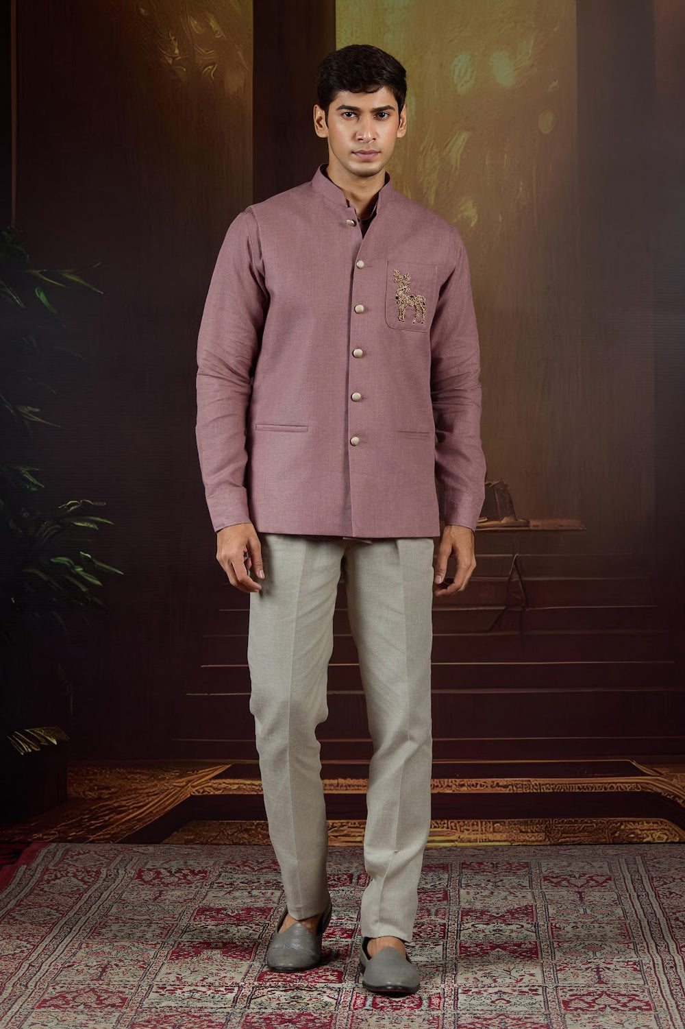 Rosewood Zardozi Nehru Set