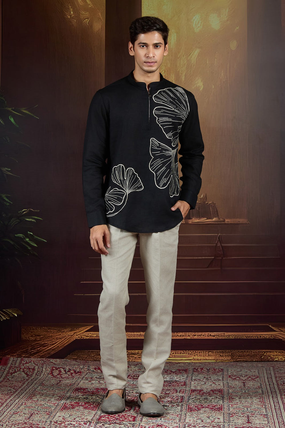 Noir Palm Short Kurta