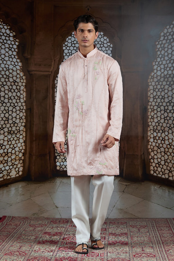 Smoked Rose Satin Kurta
