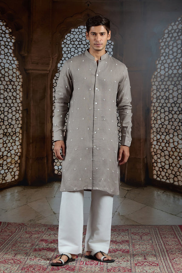 Taupe Haze Mirrorwork Kurta