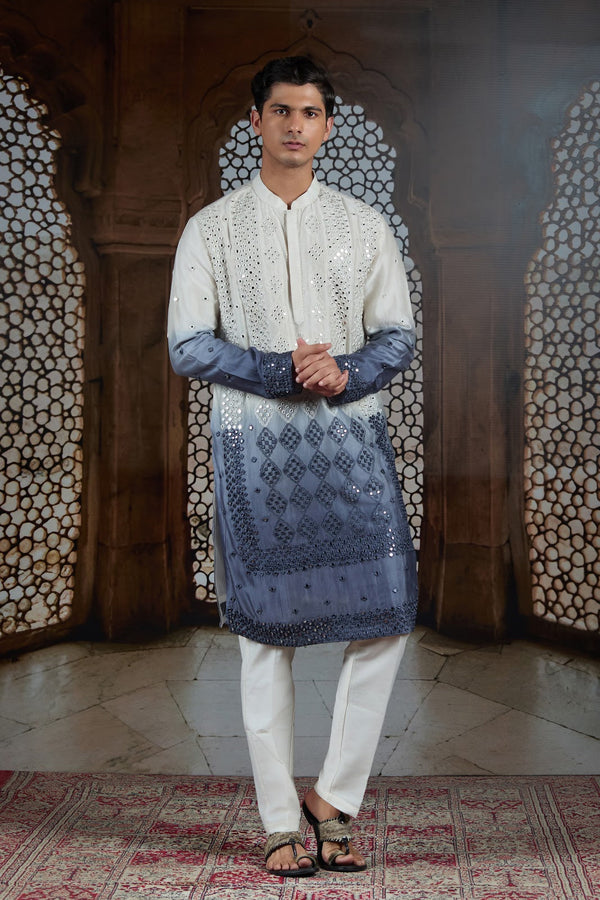 Urban Ombre Edit – Blue Silk Mirror Kurta