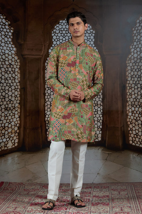 Botanic Silk Kurta Set