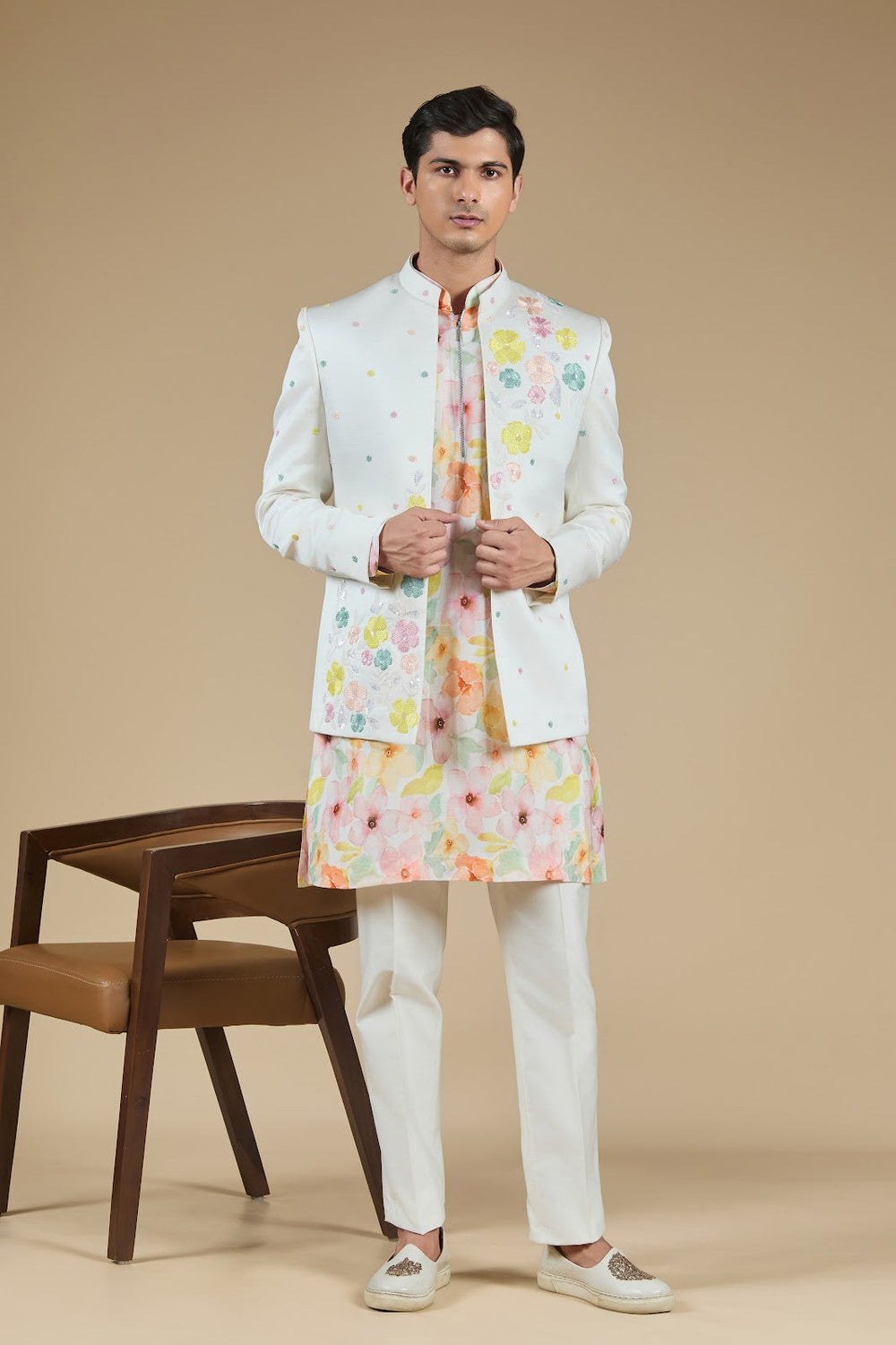 Summer Bloom Printed Jacket Kurta Set