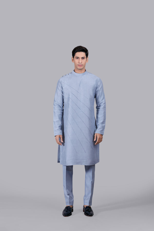 ACE BLUE RAW SILK THREAD WORK INDO WESTERN