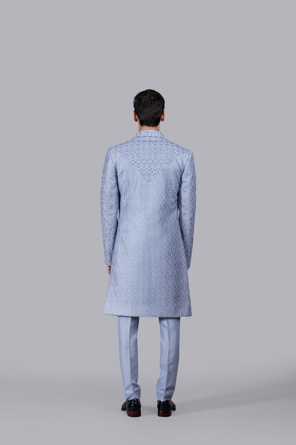 ACE BLUE RAW SILK THREAD WORK INDO WESTERN