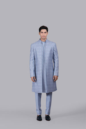 ACE BLUE RAW SILK THREAD WORK INDO WESTERN