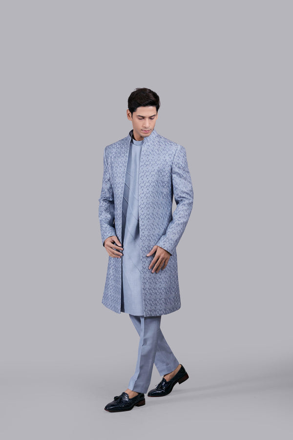 ACE BLUE RAW SILK THREAD WORK INDO WESTERN