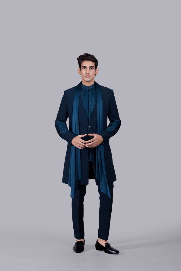 TEAL SATIN SILK INDOWESTERN