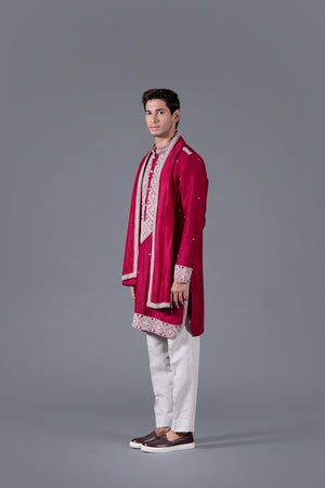 Red Reverie Exquisite Linen Silk Kurta Set