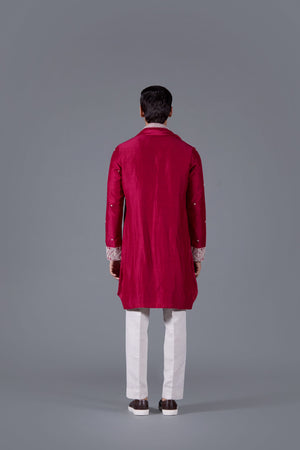 Red Reverie Exquisite Linen Silk Kurta Set