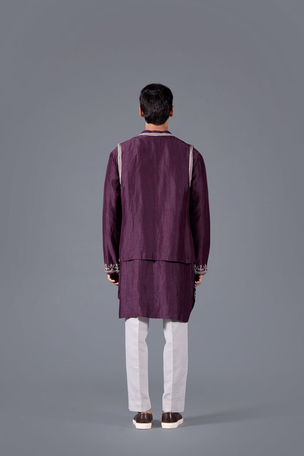 Imperial Violet Handwoven Ethnic Kurta Set