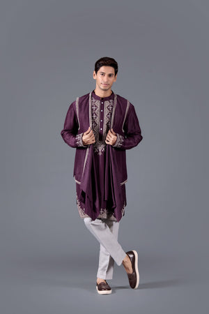 Imperial Violet Handwoven Ethnic Kurta Set