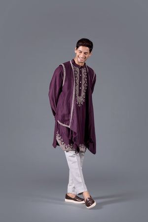 Imperial Violet Handwoven Ethnic Kurta Set