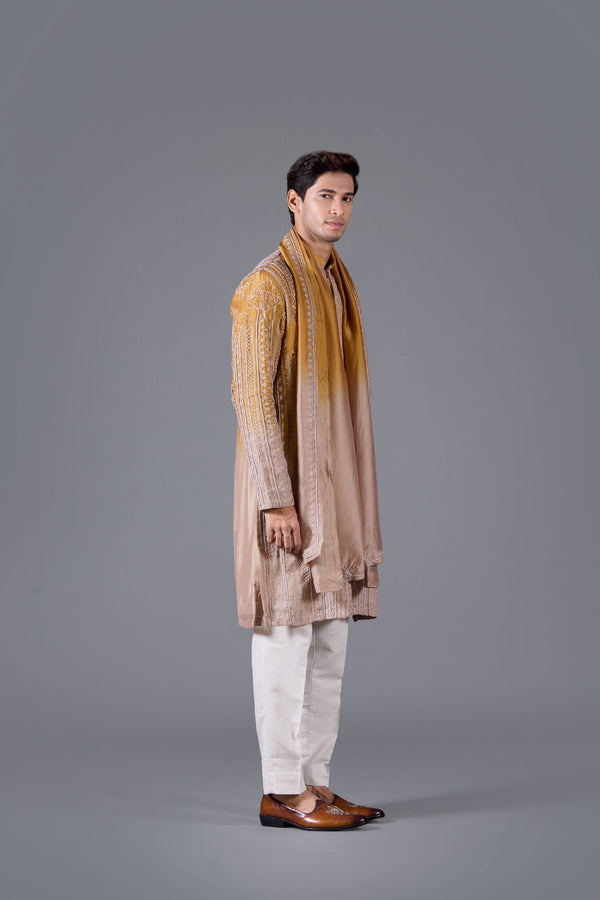 Zarwaan Gold – Mustard Yellow Linen Silk Kurta Set