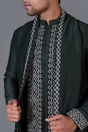 Regal Bottle Green Kurta Set