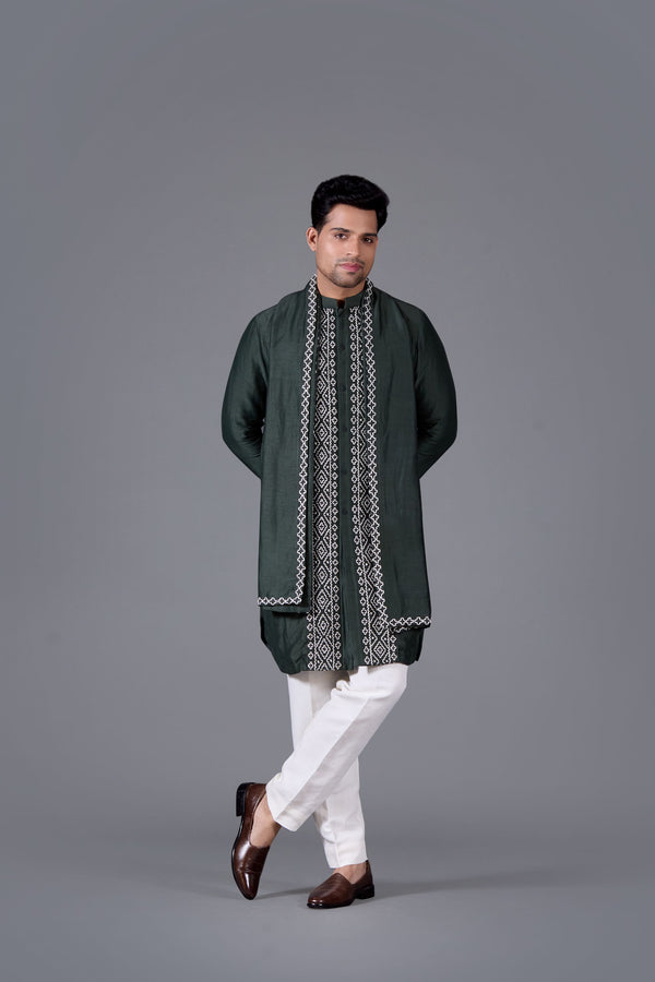 Regal Bottle Green Kurta Set