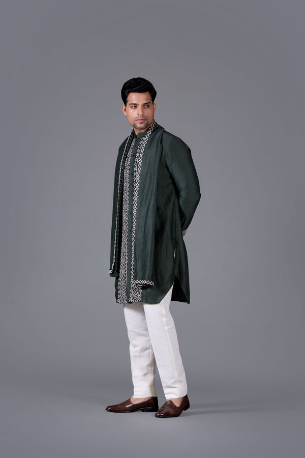 Regal Bottle Green Kurta Set