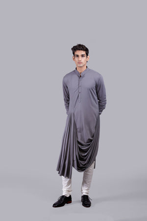 GREY LYCRA HAND WORK INDO WESTERN