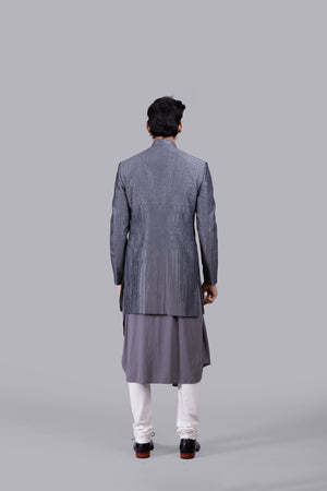 GREY LYCRA HAND WORK INDO WESTERN