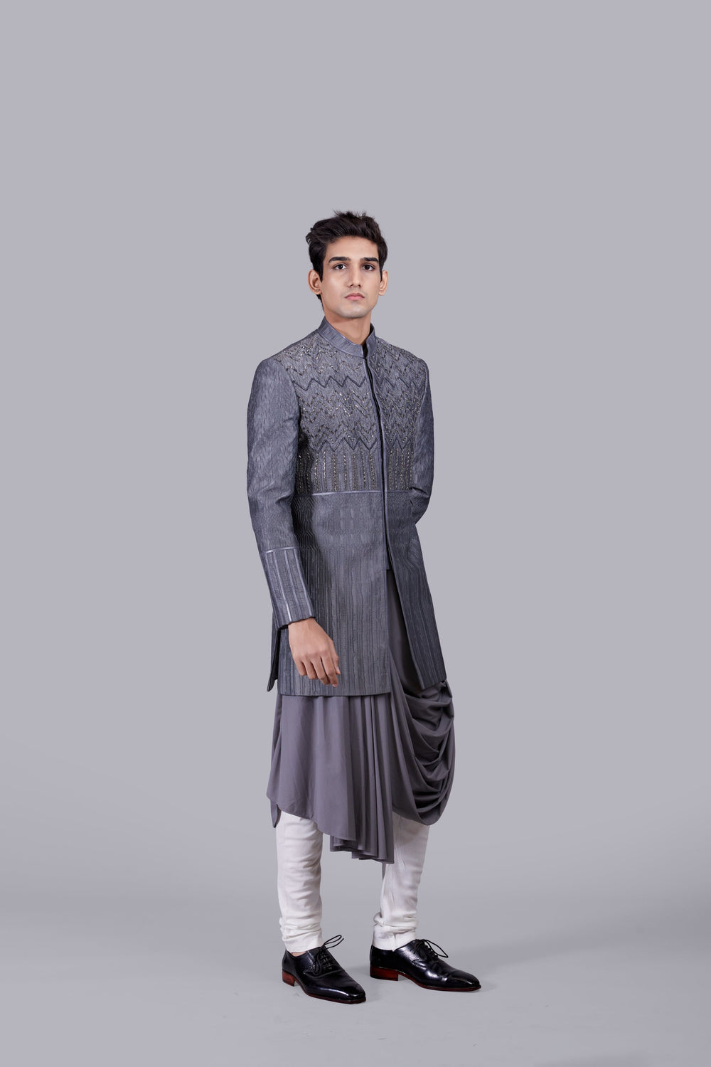 GREY LYCRA HAND WORK INDO WESTERN