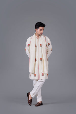 Ivory Blossom Kurta Set with Dupatta