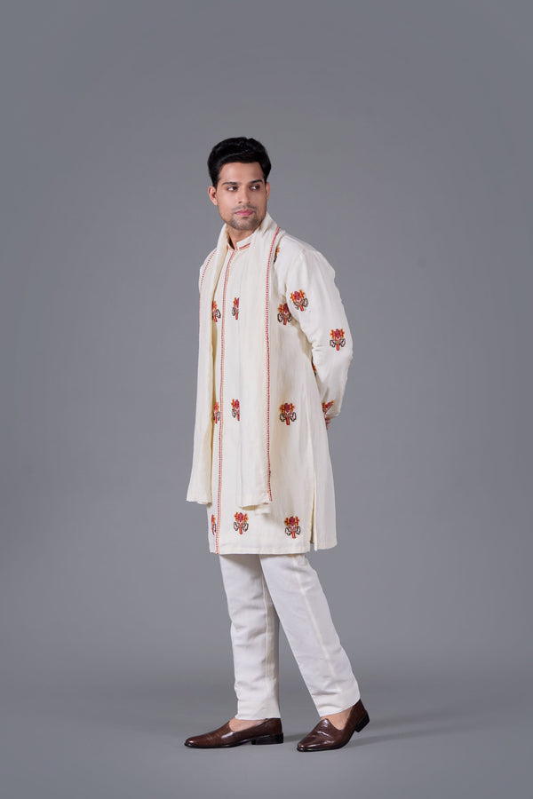 Ivory Blossom Kurta Set with Dupatta