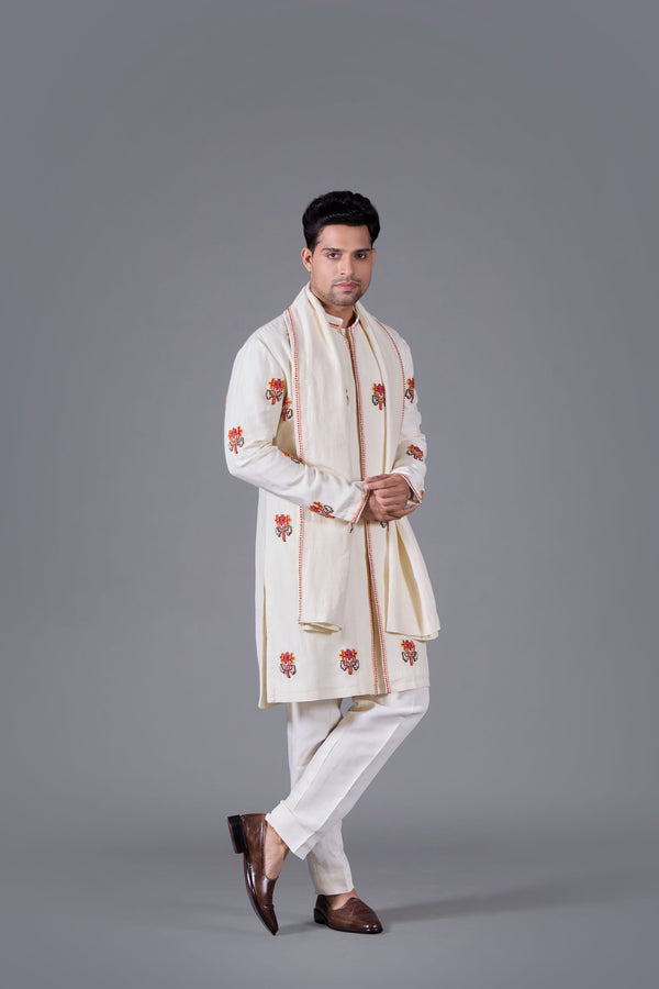 Ivory Blossom Kurta Set with Dupatta