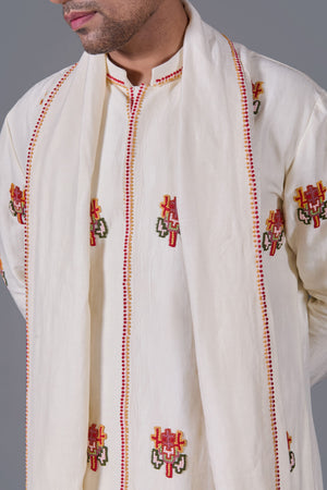 Ivory Blossom Kurta Set with Dupatta