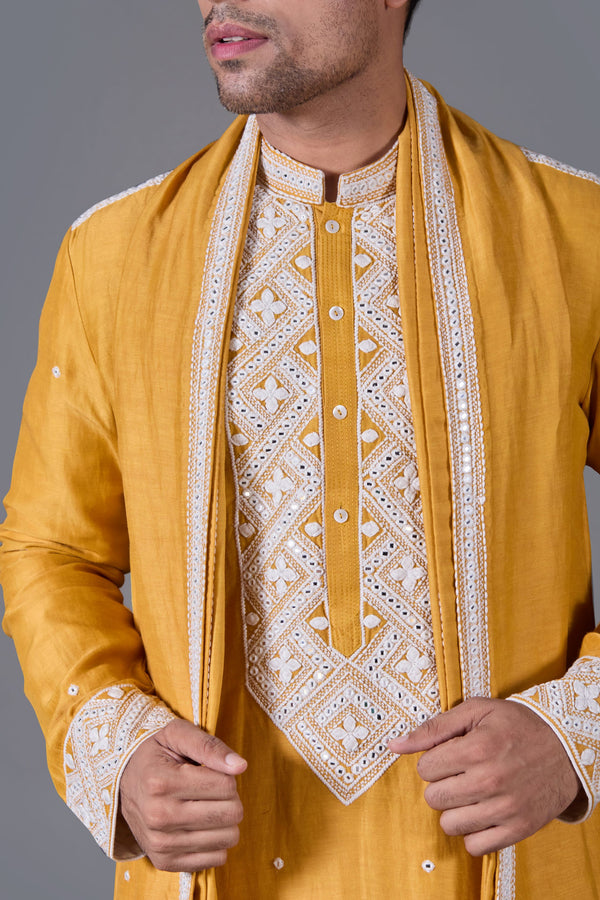 Sunlit Royale Linen Silk Kurta Set