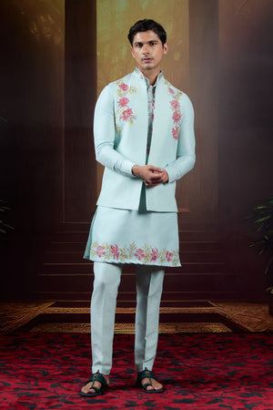 Ivory Reverie  Handpainted Cutdana Bundi Set in Raw Silk