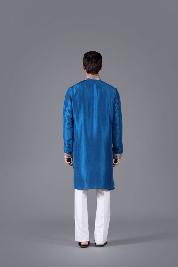 Azure Opulence Linen Silk Kurta