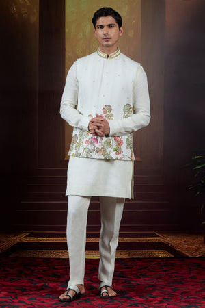 Blush Renaissance  Linen Bundi Set with Handpainted Florals