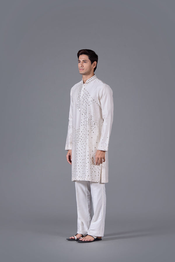 Moonlit Elegance Linen Silk Kurta Set