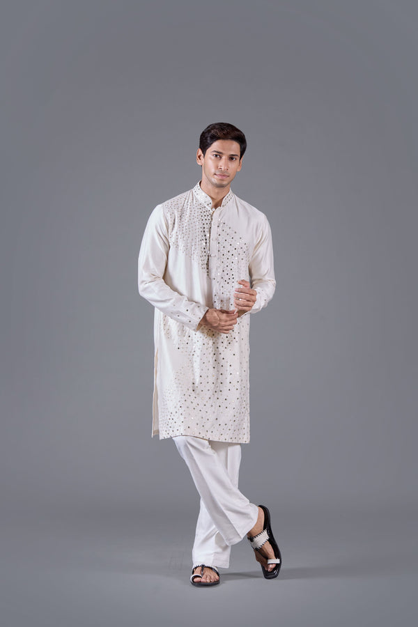 Moonlit Elegance Linen Silk Kurta Set