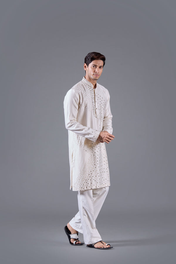 Moonlit Elegance Linen Silk Kurta Set