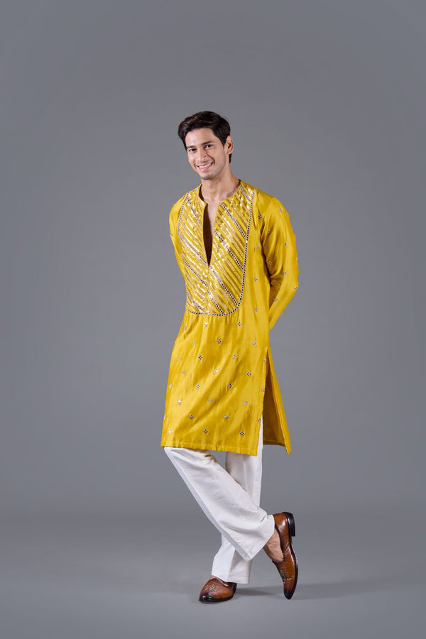 Golden Radiance Linen Silk Kurta