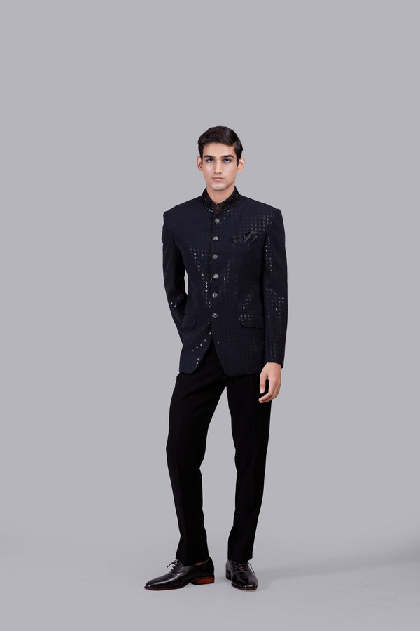 NAVY BLUE BOOMARIYO PEARL WORK JODHPURI